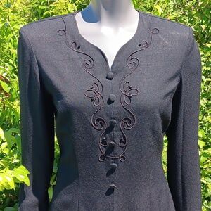 STUDIO I LADIES VINTAGE BLACK (1 PC) MIDI DRESS SET (EMBROIDERED CHEST)